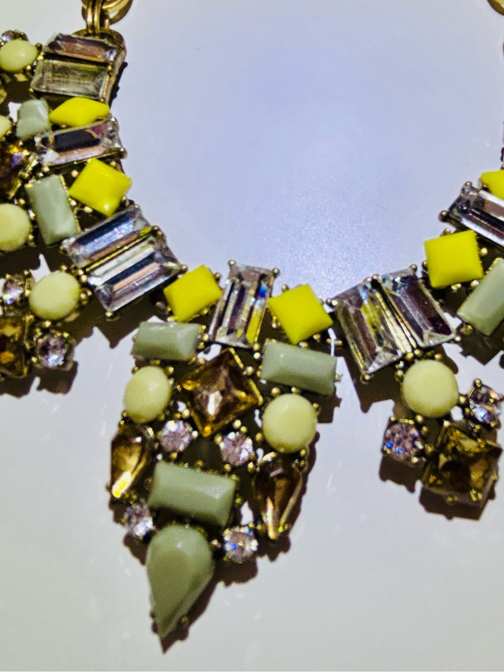J. Crew Sage & Citrine Jeweled Bib Statement Necklace Vintage 2010s Brûlée